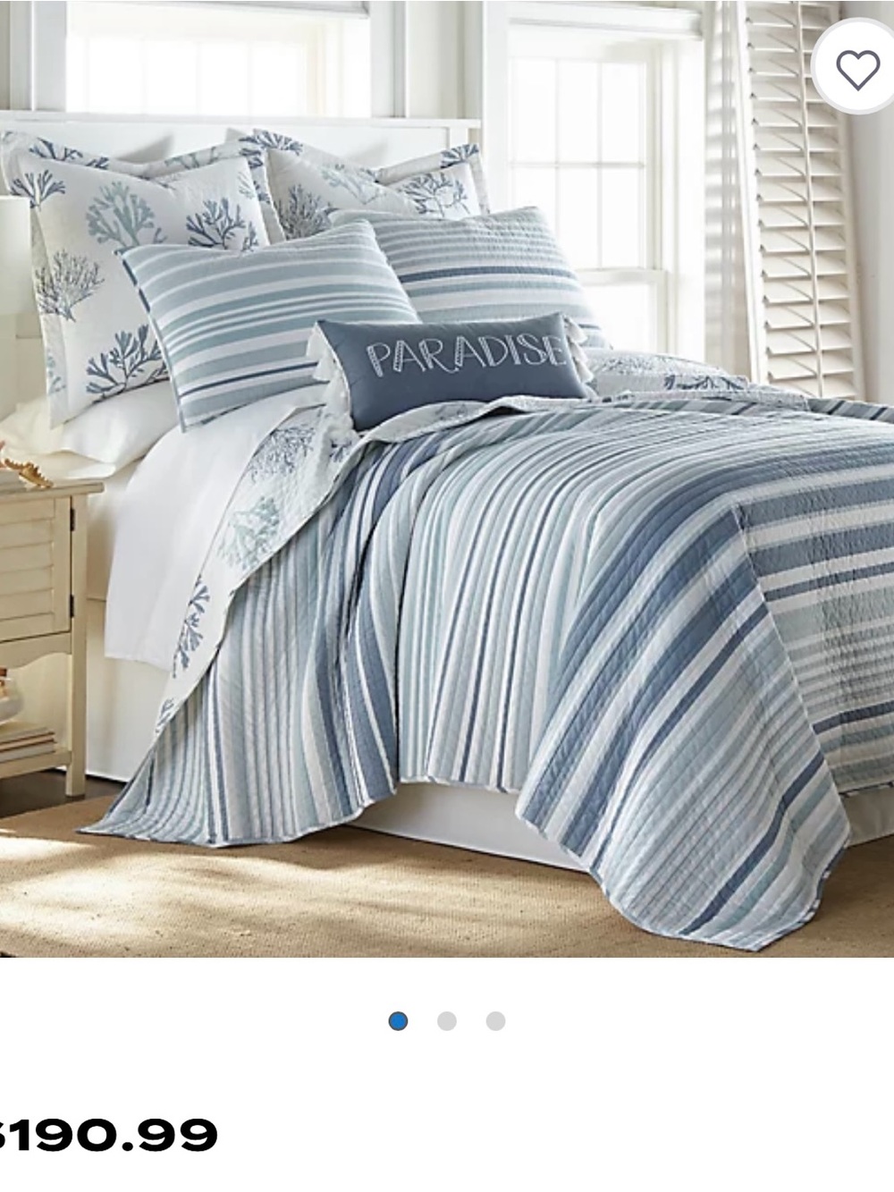 Coastal Stripe Blue Bedding Set by.. 100% cotton reversible  pattern….💙